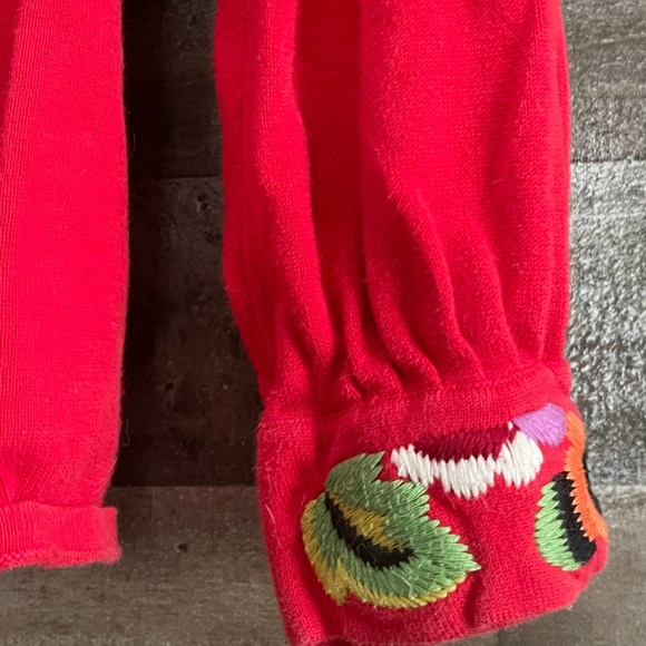 y2k Sweater Top Embroidery Floral Babydoll Empire Waist Boho Square Neck - Picture 7 of 16